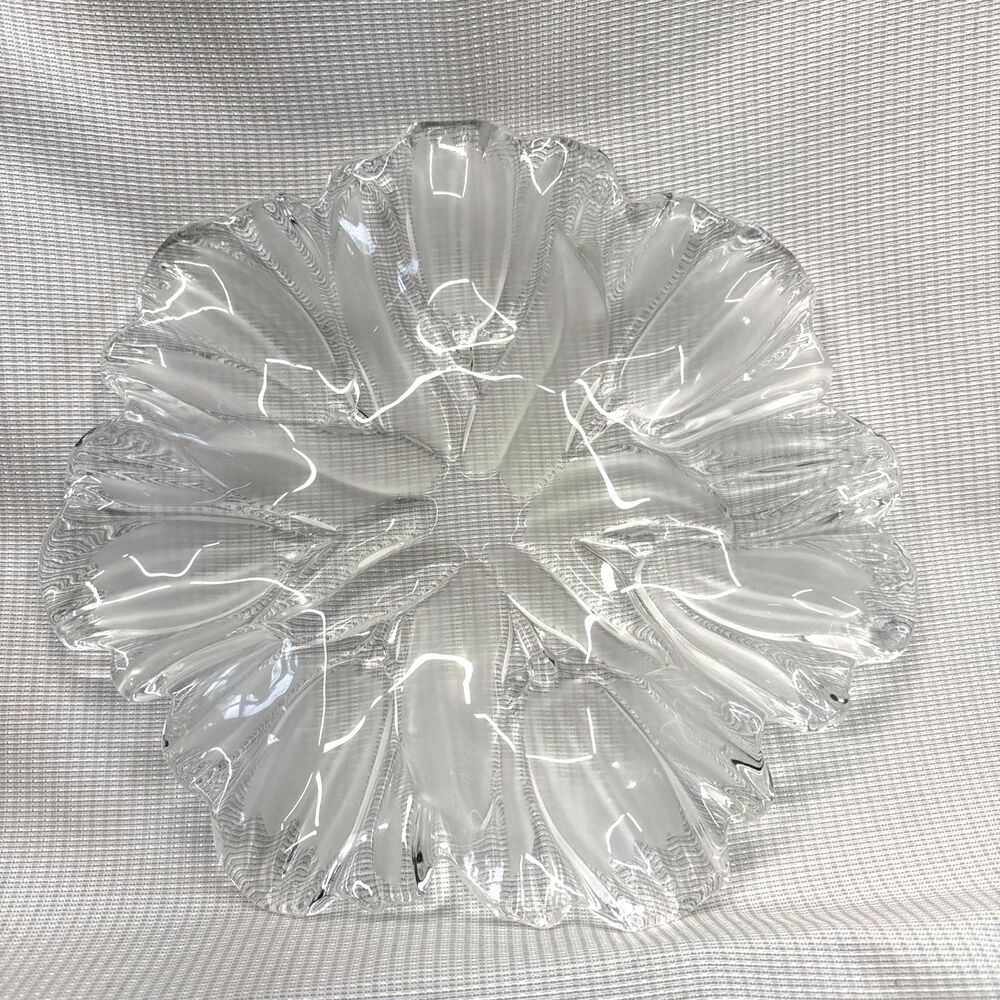 Vintage Mikasa Tulips Satin 13 1/4" Serving Platter Plate Clear Frosted Germany
